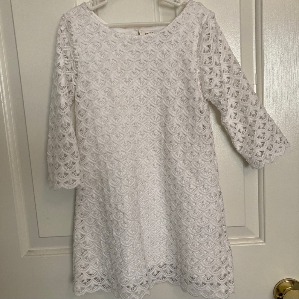 Genuine Kids White Scallop Shift Dress